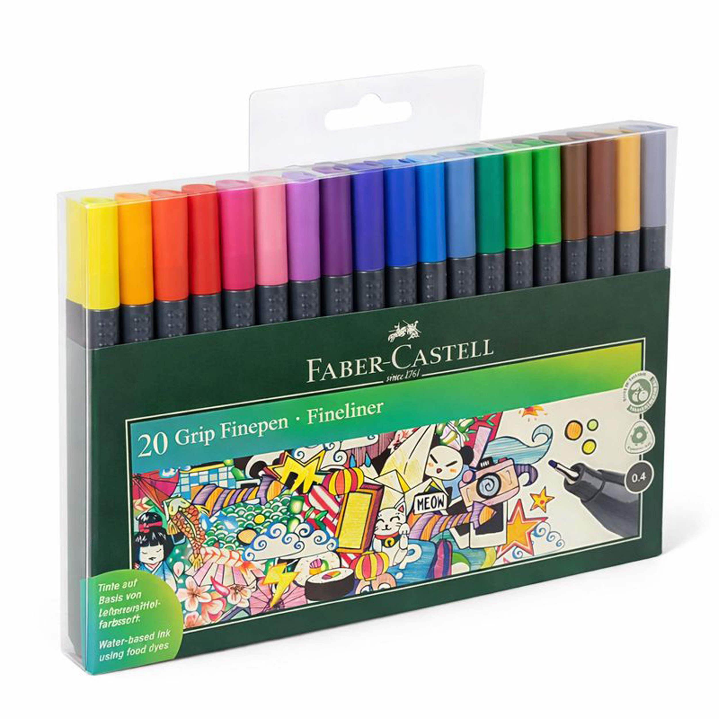 روان نویس 0.4 میلی متری فابر کاستل مدل Grip Fine pen بسته 20 عددی