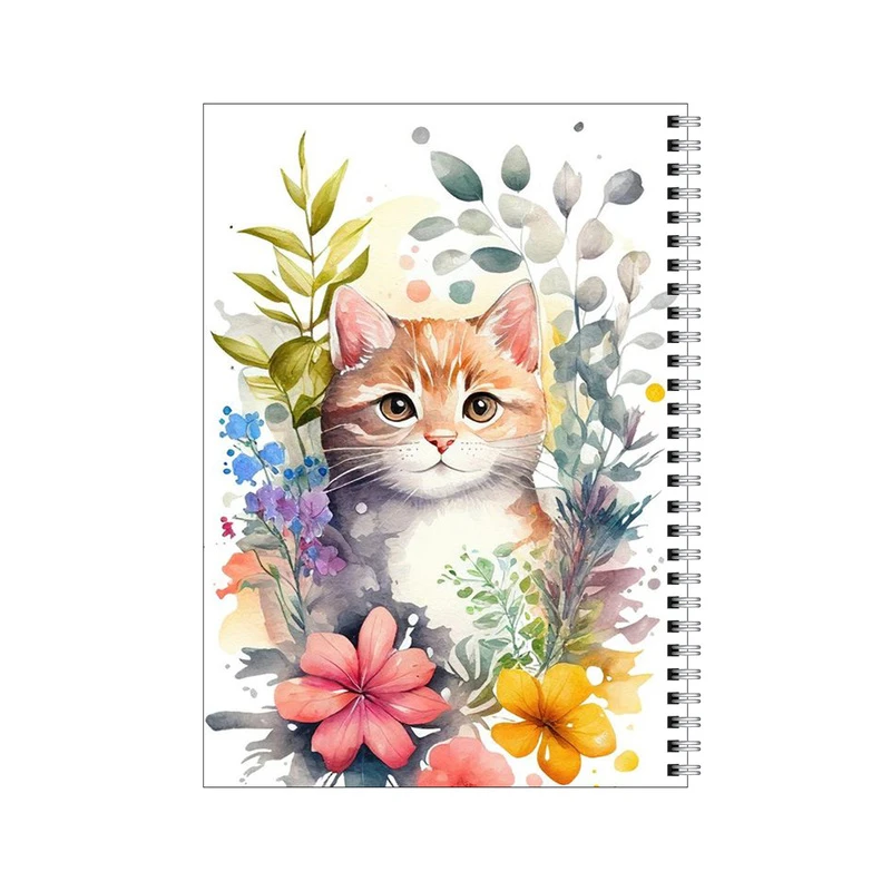 دفتر مشق 100 برگ بامبیلیپ طرح گربه و گلهای آبرنگی کد 7651892