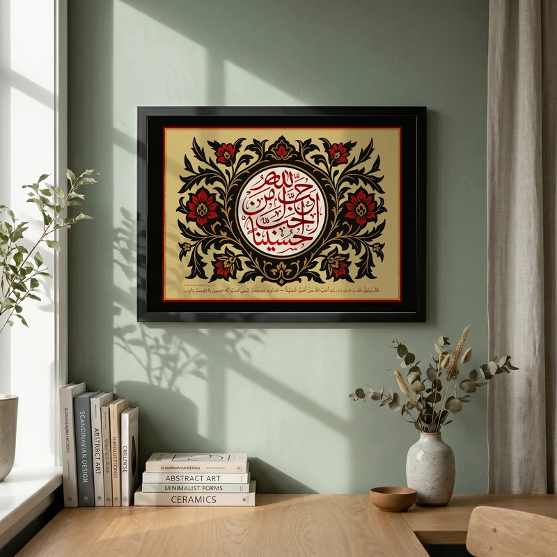 تابلو طرح احب الله من احب حسینا مدل G13735 فریم مشکی