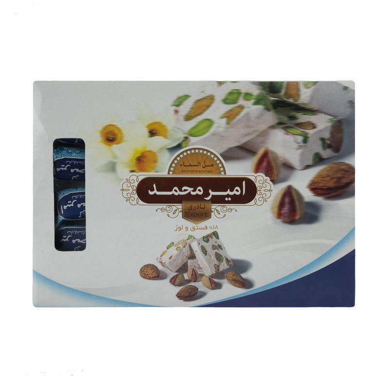 گز لقمه 18 درصد مخلوط پسته و بادام گز امیر محمد - 350 گرم