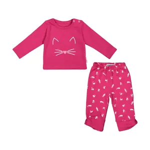 ست تی شرت آستین بلند و شلوار نوزادی دخترانه آدمک مدل 2171220-66