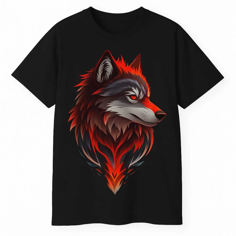 تی‌شرت آستین کوتاه مردانه پاد آفرین مدل گرگ کد 1550