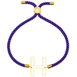 دستبند طلا 18 عیار دخترانه کرابو طرح H مدل Krd1684