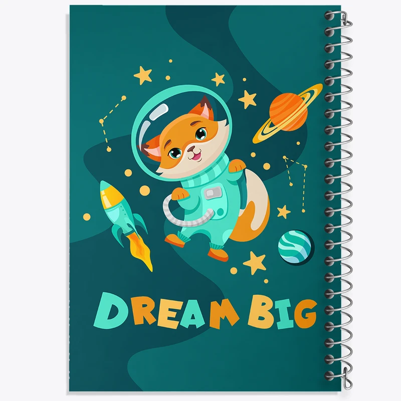 دفتر شطرنجی 50 برگ خندالو مدل گربه فضانورد کد N924