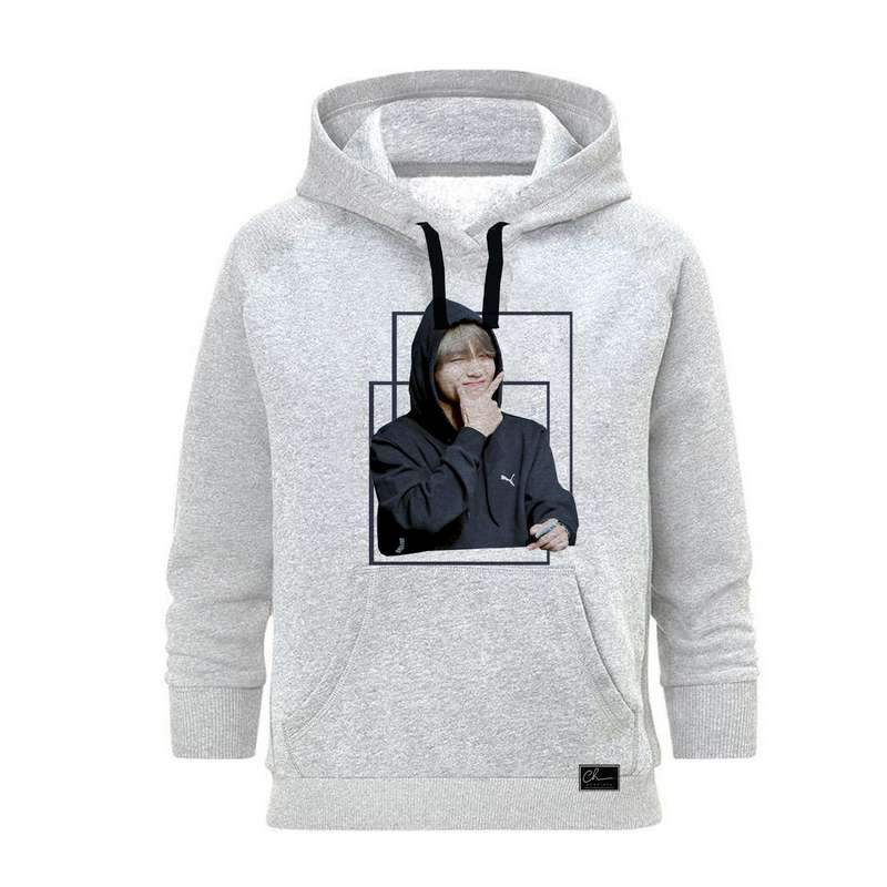 هودی زنانه مدل bts کد J33 رنگ طوسی