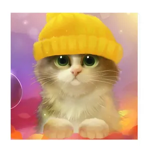  تابلو کودک و نوزاد طرح گربه کلاه پوش کد wkt254