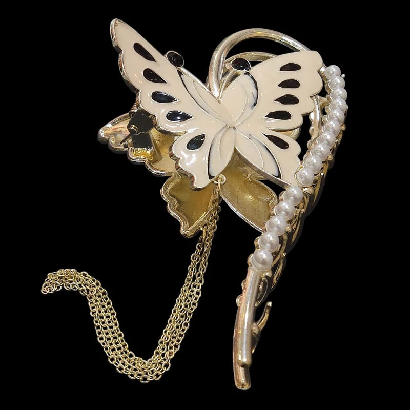 کلیپس مو زنانه مدل پروانه میناکاری آویزدار کد S-KFP09