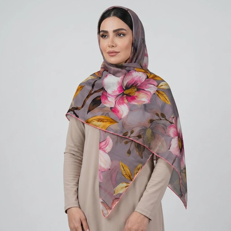 روسری زنانه مدل نخی کجراه پاییزه دست دوز کد 1649