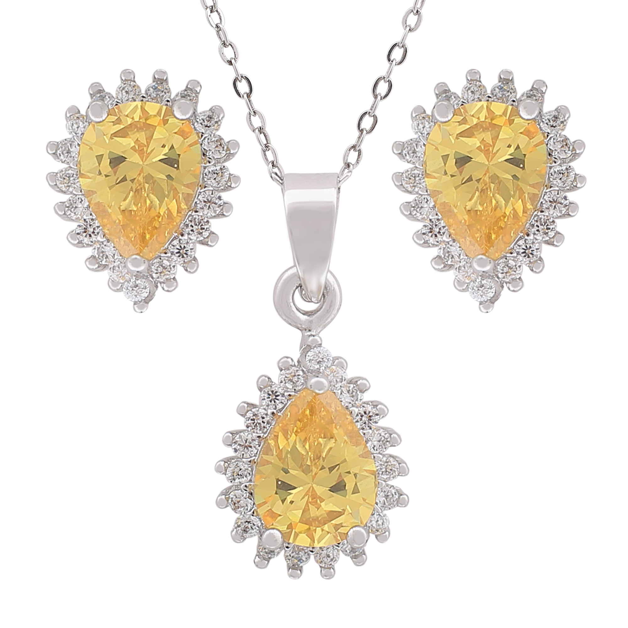 نیم ست نقره زنانه مدل اشک کد M3125