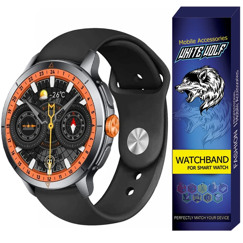 بند وایت ولف مدل WB-SILICONE مناسب برای ساعت هوشمند  گلوریمی GX RACE / 22mm