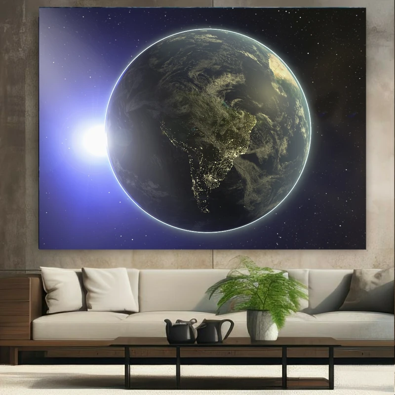 پوستر پارچه ای طرح مخمل کره زمین مدل فضا کد FP105791