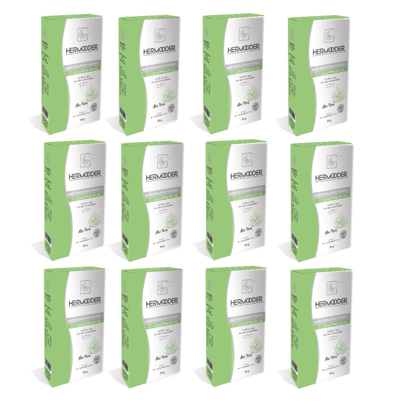 پودر موبر هرمودر مدل Aloevera وزن 50 گرم مجموعه 12 عددی