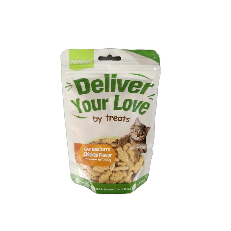 تشویقی گربه پت مترو مدل بیسکوییتی طعم مرغ وزن 100 گرم