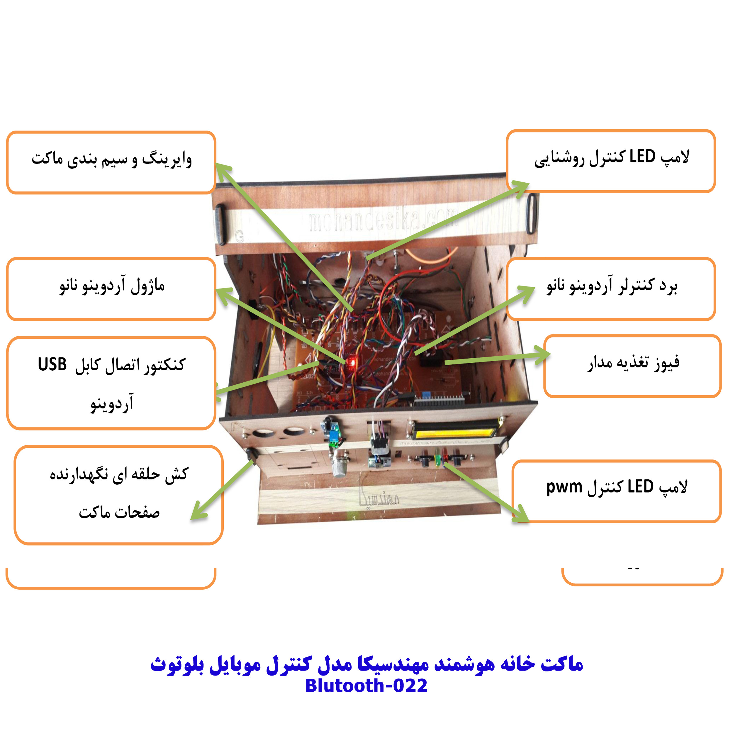 کیت آموزشی مهندسیکا مدل خانه هوشمند کنترل موبایل کد Blutooth-022