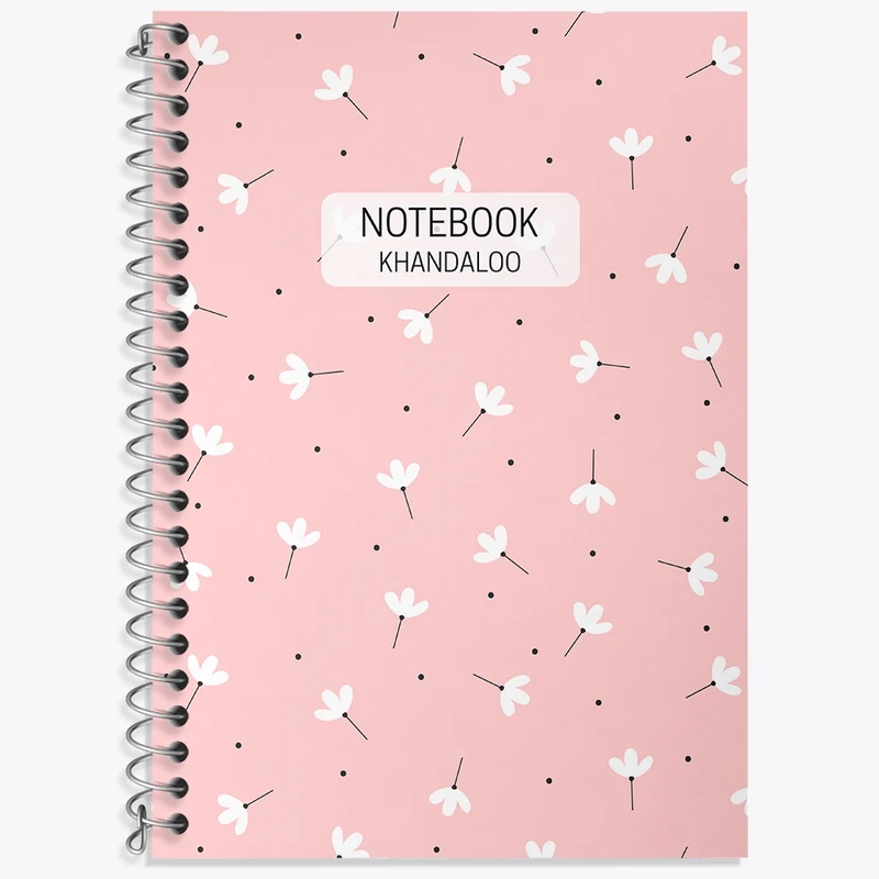 دفتر زبان 50 برگ خندالو مدل سه خط طرح پترن گل صورتی کد N623