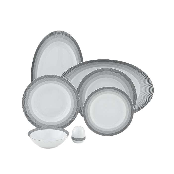 سرویس غذا خوری 28 پارچه  چینی زرین ایران سری ایتالیا اف مدل لاینر درجه یک