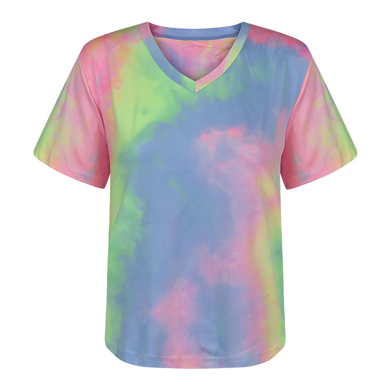 بلوز آستین کوتاه زنانه شین مدل آبرنگی ابر و بادی