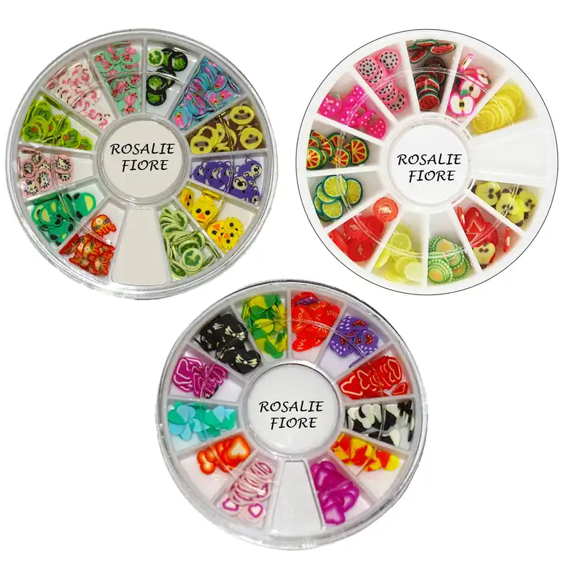 تزیین ناخن رزالی فیوره مدل میوه ها و حیوانات و قلبی مجموعه 3 عددی