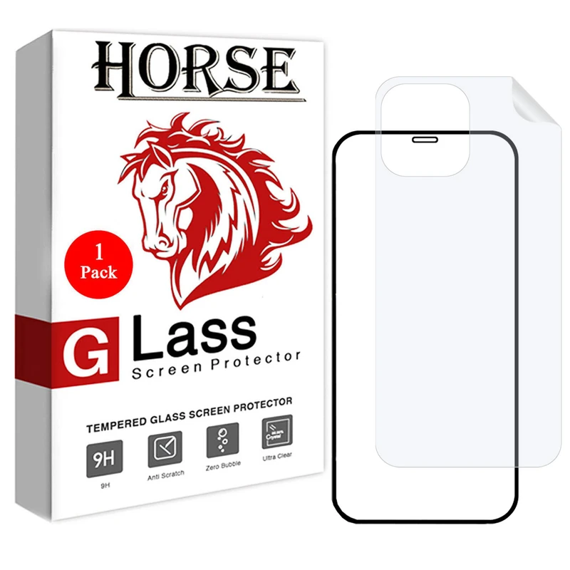محافظ صفحه نمایش هورس مدل 2FN مناسب برای گوشی موبایل اپل iPhone 12 Pro Max به همراه محافظ پشت گوشی