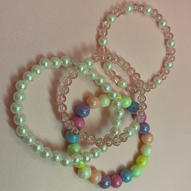 دستبند دخترانه مدل رنگین کمان مجموعه 4 عددی