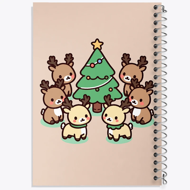 دفتر شطرنجی 50 برگ خندالو طرح گوزن ها و درخت کریسمس کد N5927