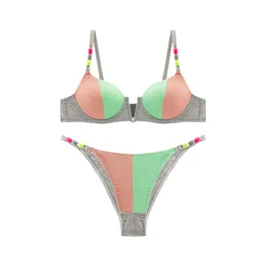 ست شورت و سوتین زنانه مدل اسفنجی مهره ای کد T001