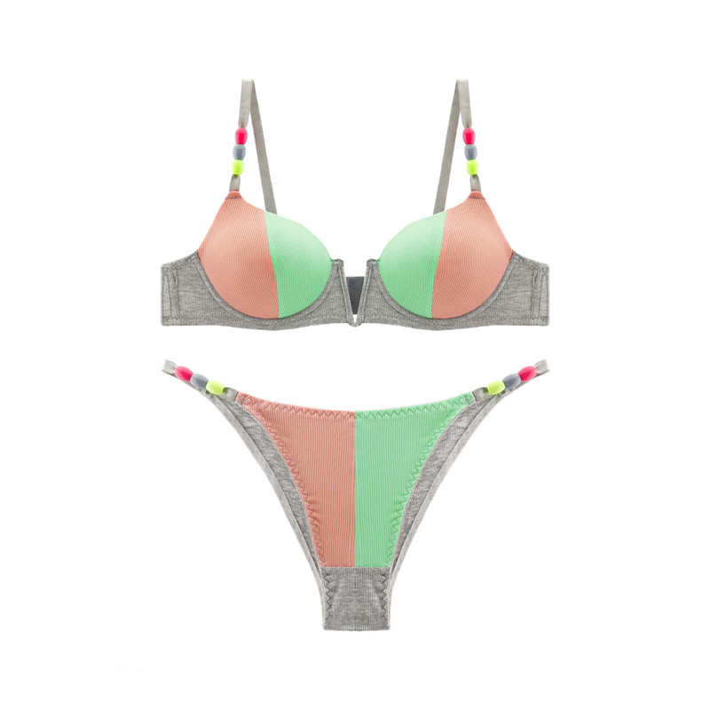 ست شورت و سوتین زنانه مدل اسفنجی مهره ای کد T001