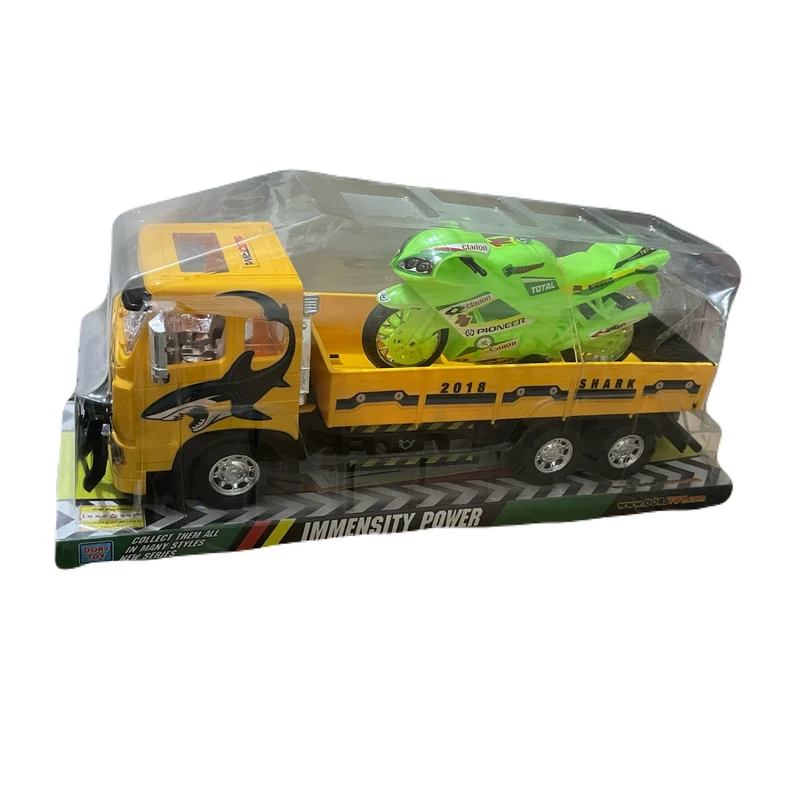 ماشین بازی مدل کامیون حمل موتور  کد 02 مجموعه 2 عددی