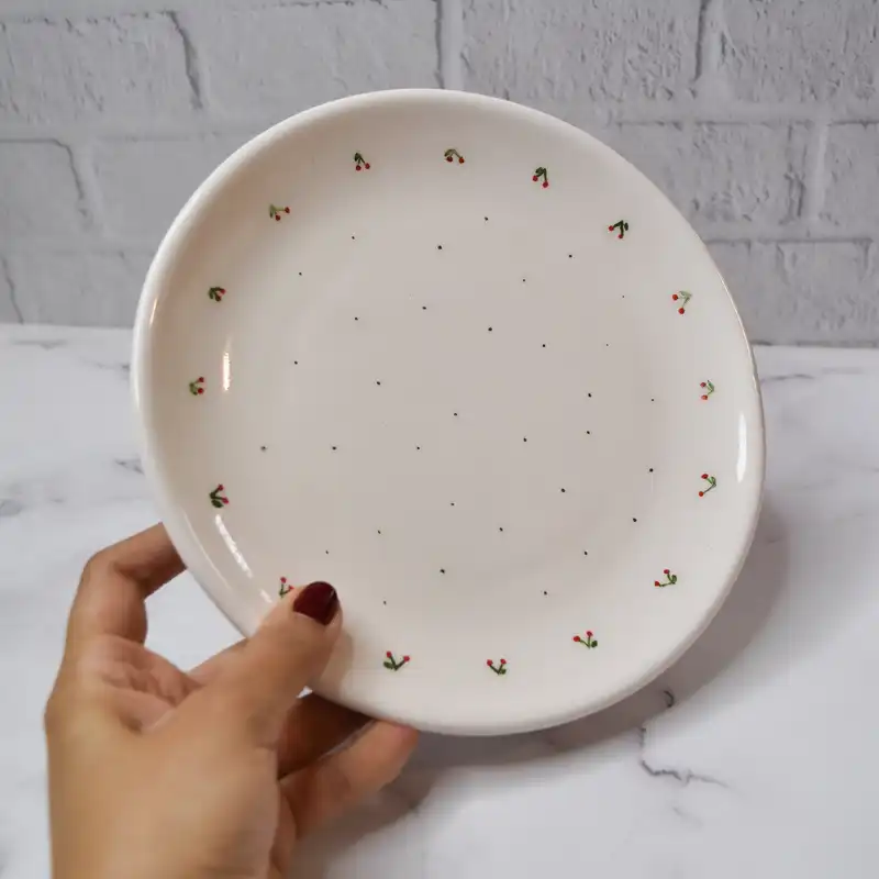 بشقاب سرامیکی طرح آلبالو