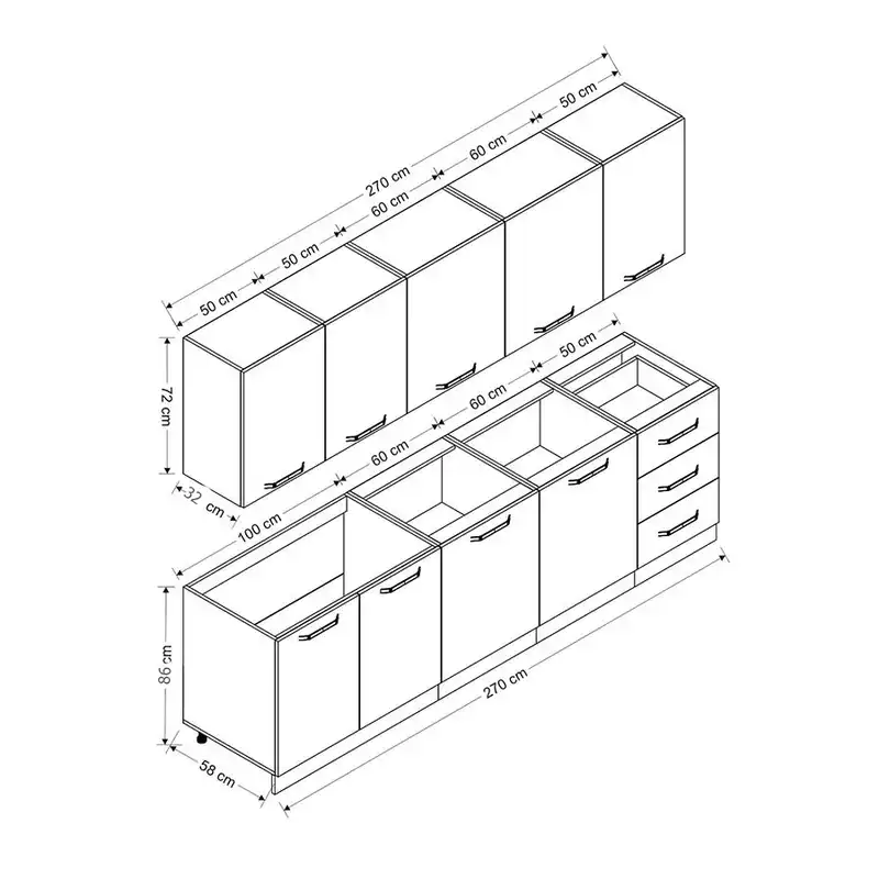 کابینت آشپزخانه مدل RO 270 مجموعه دو عددی