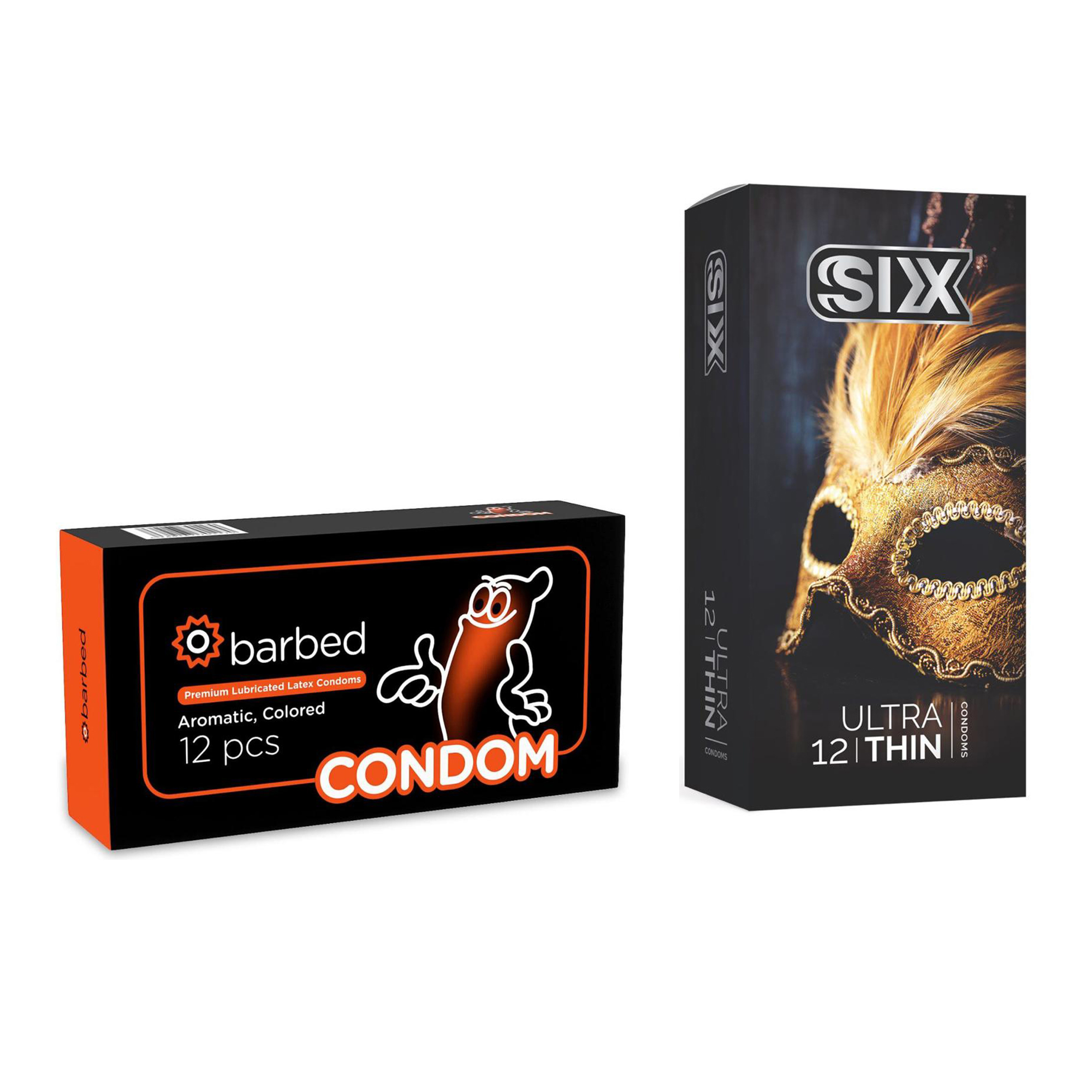کاندوم سیکس مدل Ultra Thin بسته 12 عددی به همراه کاندوم کاندوم مدل Barbed بسته 12 عددی