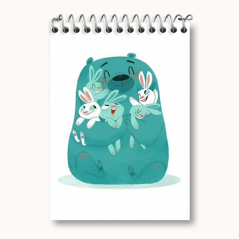 دفتر یادداشت 50 برگ خندالو طرح خرس و خرگوش های بامزه کد N5680