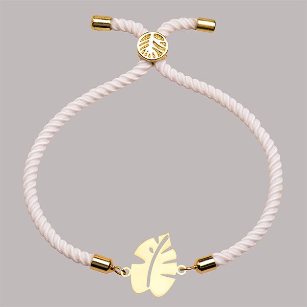 دستبند طلا 18 عیار دخترانه کرابو طرح برگ انجیر مدل Krd1282