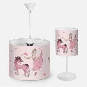 لوستر و آباژور کودک مدل یونیکورن و بالرین کد GR-P-2192 