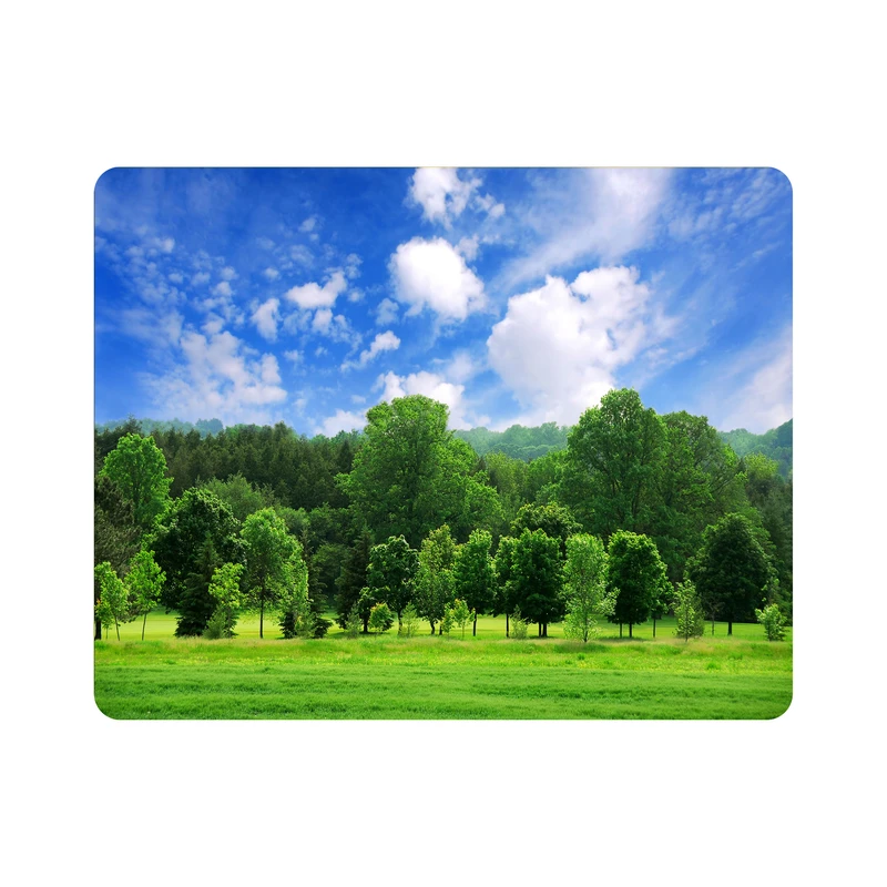 ماوس پد اطلس آبی طرح درخت و سبزه و آسمان مدل T7020
