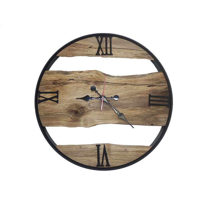 ساعت دیواری چوبی مدل روستیک کد 0604