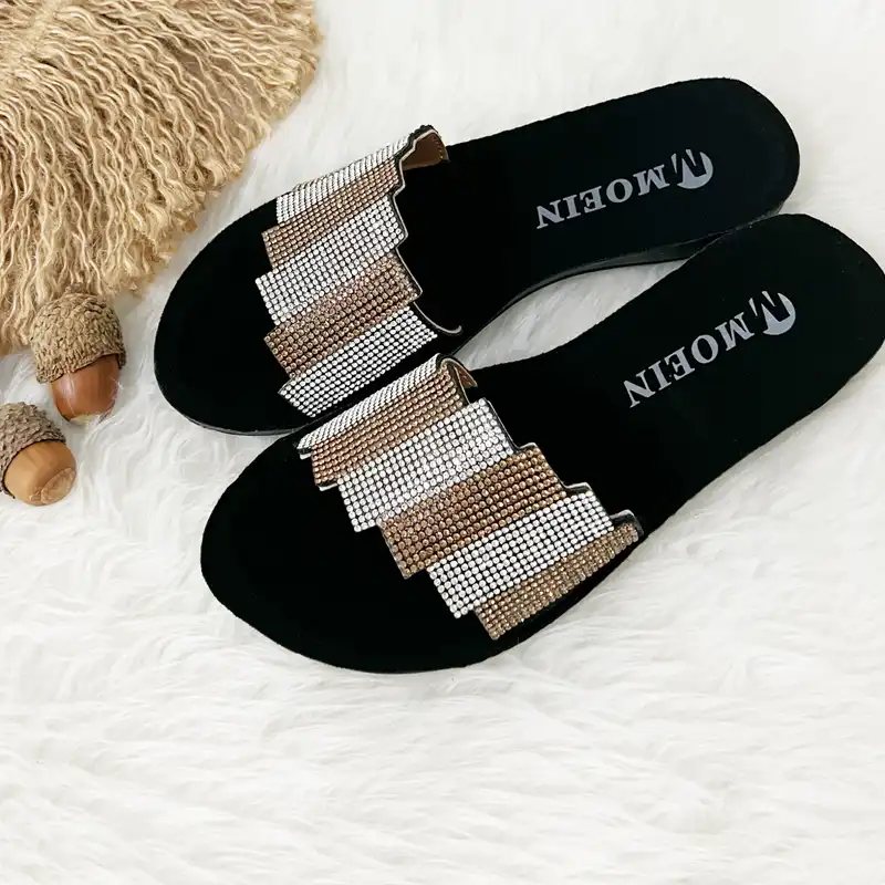 دمپایی زنانه مدل روفرشی نگینی 460