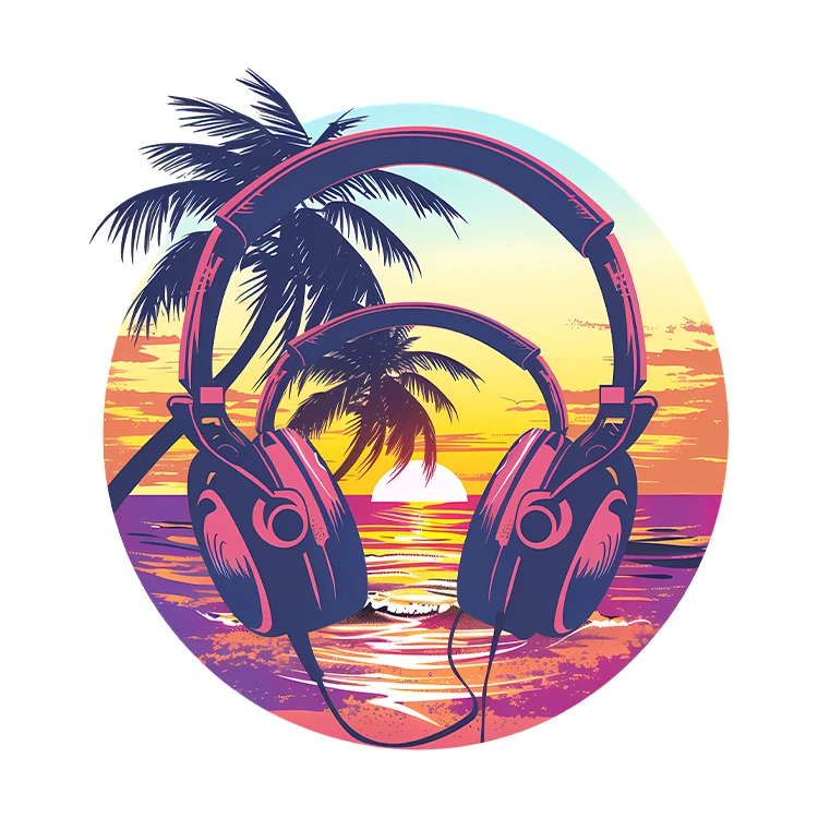 استیکر پارچه و لباس پاد آفرین مدل موزیک طرح ساحل کد S3777