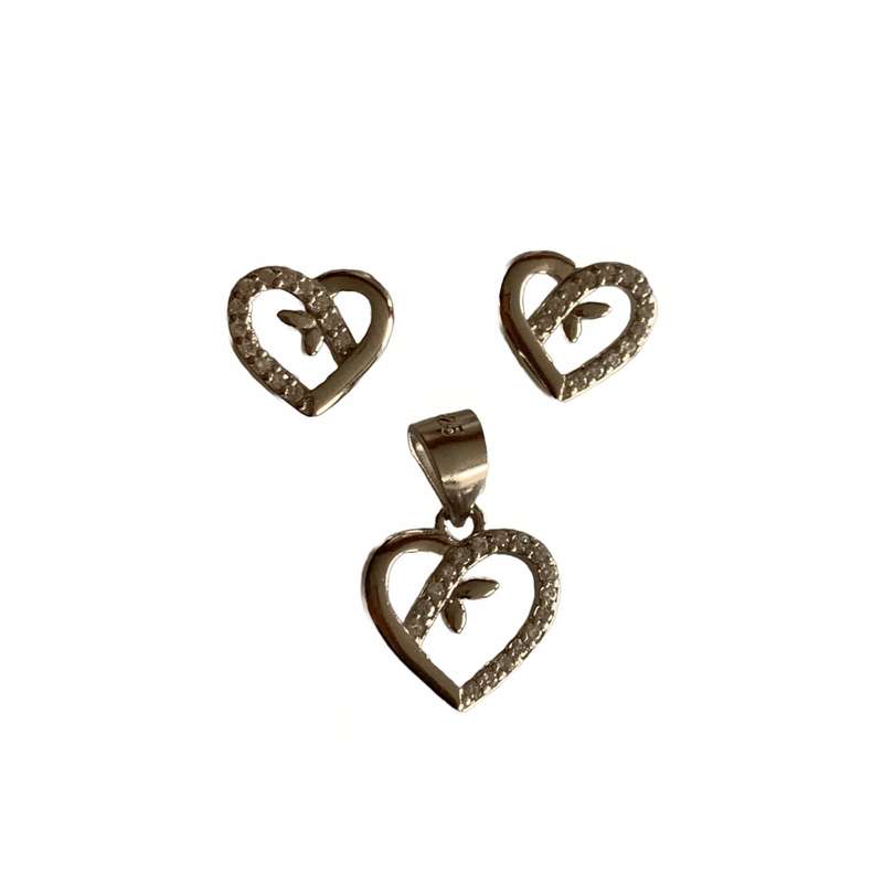 نیم ست نقره زنانه مدل قلب