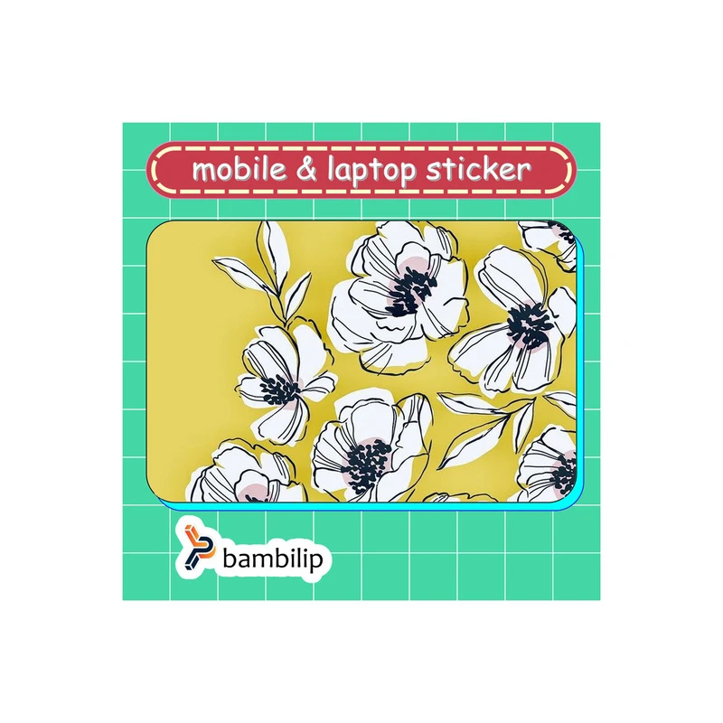 استیکر بامبیلیپ مدل کارت عابر طرح پترن گل های زرد خطی کد 7873781
