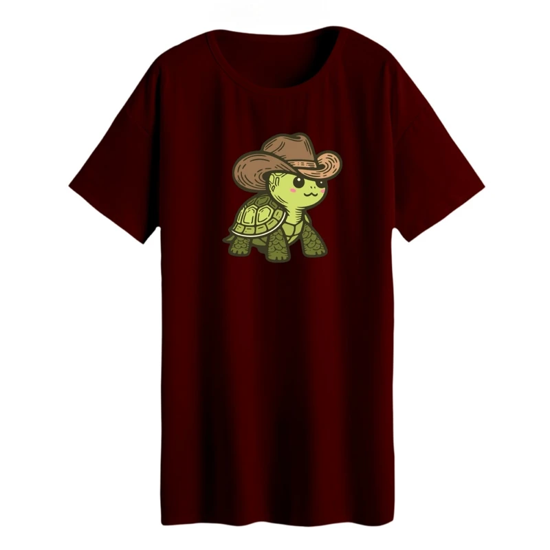 تی شرت لانگ زنانه مدل لاک پشت کارتونی کد01