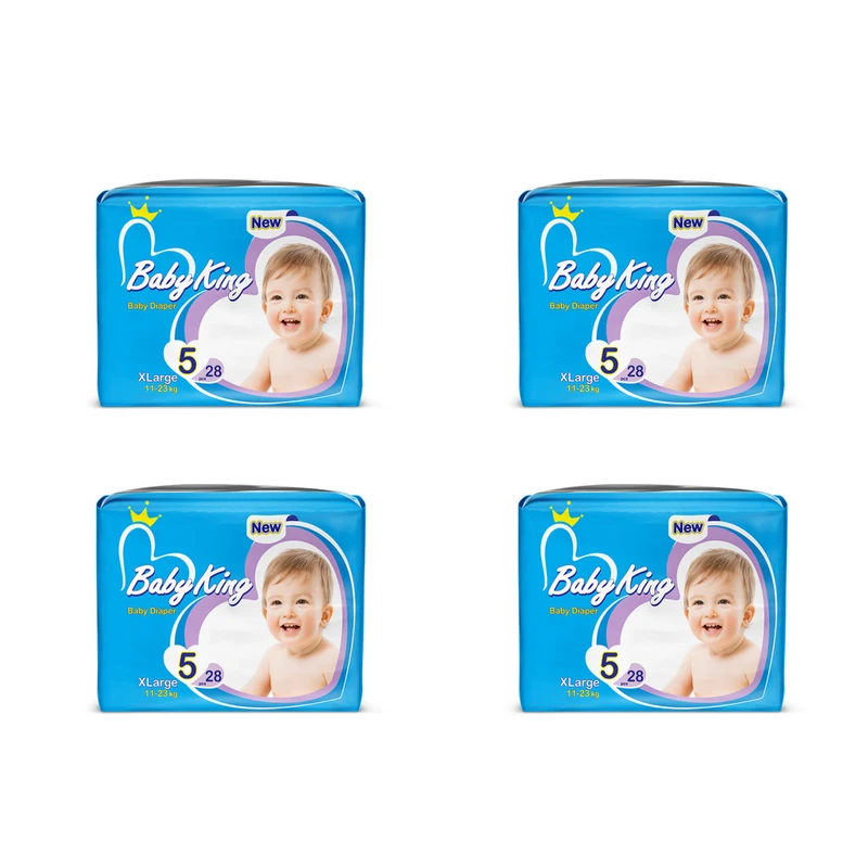 پوشک بچه بیبی کینگ کد c1 سایز 5 بسته 28 عددی مجموعه 4 عددی