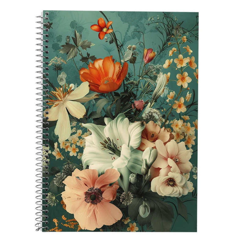 دفتر زبان 50 برگ مدوپد مدل دو خط طرح گل کد DF13371