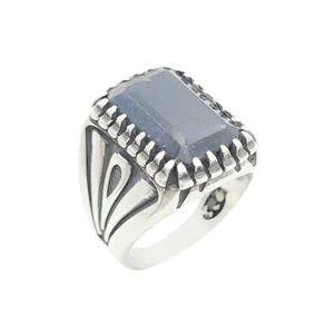 انگشتر نقره مردانه مدل یاقوت کبود آفریقایی کد 31066