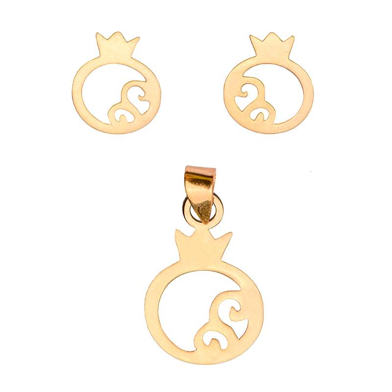 نیم ست طلا 18 عیار زنانه کرابو طرح انار مدل Kr8006