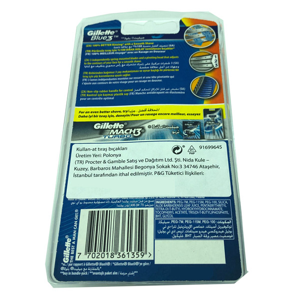 خود تراش ‏ژیلت مدل Blue 3 بسته 4 عددی