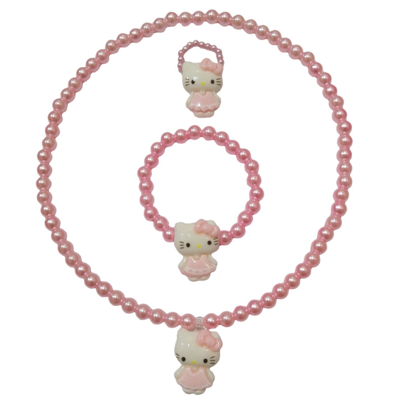 نیم ست دخترانه مدل مروارید کشی طرح کیتی کد 301