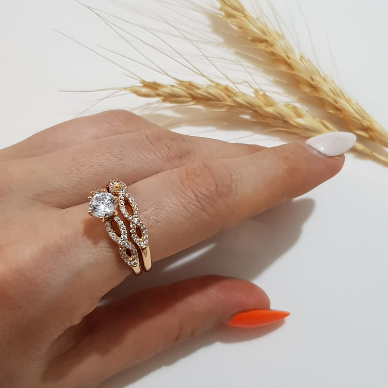 انگشتر زنانه ژوپینگ مدل حلقه و پشت حلقه نگینی 208 انگشتر زنانه ژوپینگ مدل حلقه و پشت حلقه نگینی 208