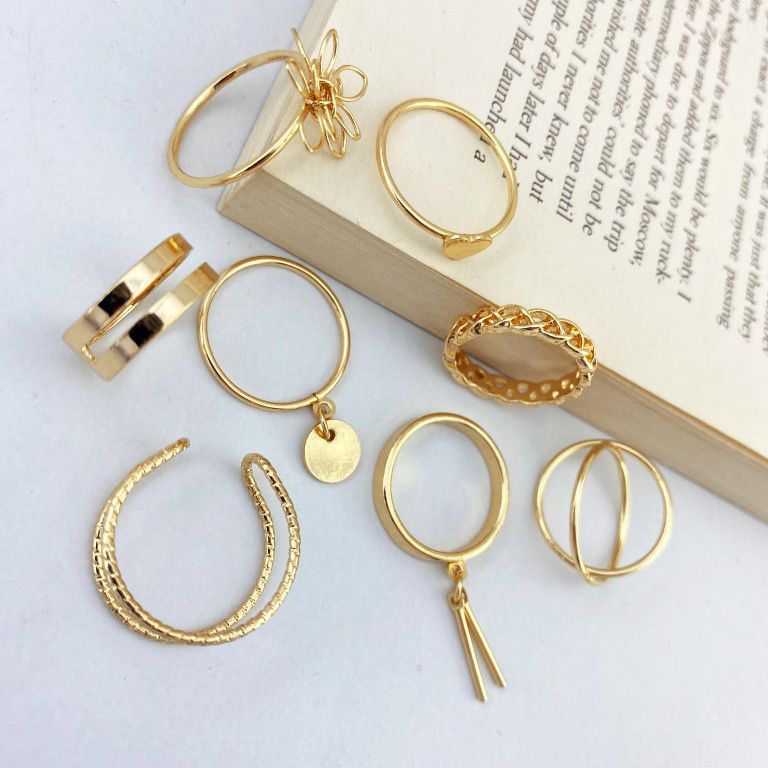 انگشتر زنانه مدل گل کد R4164 مجموعه 8 عددی