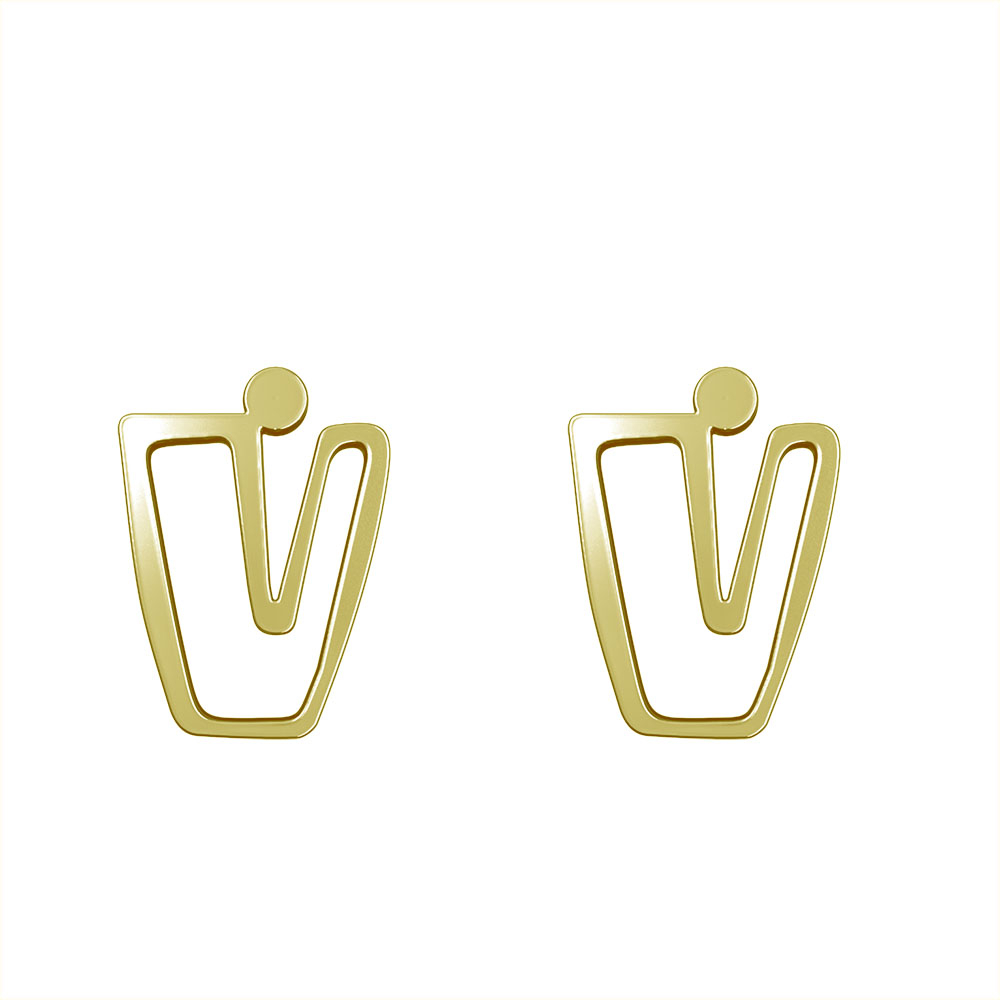 گوشواره طلا 18 عیار زنانه مدوپد مدل حرف V کد GA1-16702